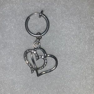 FAKE silver double heart belly ring